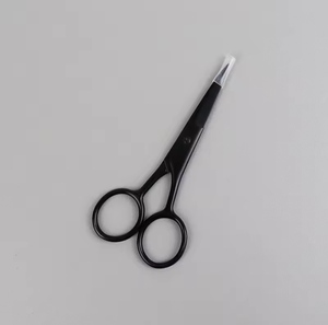 Tijeras de Manicura de Acero Inoxidable Negro con Punta Curva Redonda, Cuchilla Recta, Tijeras de Belleza para Cejas y Pestañas - Product Image 1