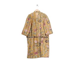 Womens Vintage Cotton Kantha Quilted Short <b>Kimono</b> <b>Robe</b> Handmade Indian Festival Fashion Sleepwear Jacket Cozy Wear - Product Image 1