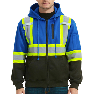 High Quality Reflective Safety Workwear Zipper <b>Hoodie</b> <b>for</b> <b>Men</b> Spring Embroidered Cotton Fleece Oversized Fit Construction Use - Product Image 5