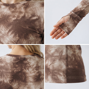 Camiseta de Yoga de Manga Larga con Estampado Tie-Dye, Ajustada, Tejida, con Cuello Redondo, para Gimnasio y Fitness, Transpirable, Ropa Deportiva para Mujer - Product Image 6