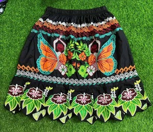 Falda Casual de Playa Mini con Diseño Hawaiano, Isleño, de Guam y Micronesia, 100% Algodón, Bordado Floral, Estampado, Cintura Natural - Product Image 3