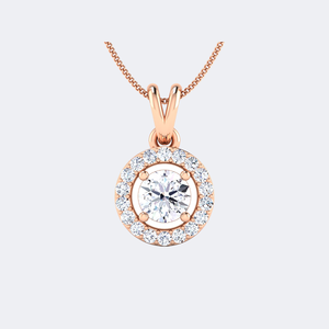 OBERON JEWELS Collier pendentif solitaire halo pour femme avec diamant rond brillant de 0,65 CTW cultivé en laboratoire, plaqué or, avec certificat - Product Image 3