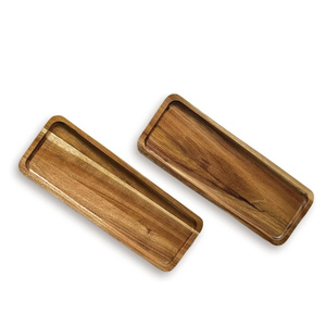 Lot de 2 Plateaux en Bois d'Acacia Faits à la Main Plateaux de Service Écologiques Rectangle pour Pain Gâteau Snacks Fromage Fruits Salle à Manger Usage Domestique - Product Image 1