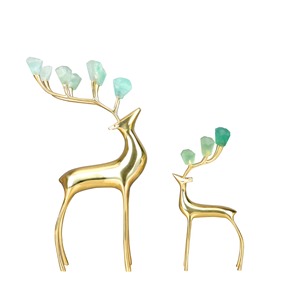 <b>Gold</b> Reindeer with Purple Crystal on Horn Decorative Accent for <b>Console</b> <b>Table</b> Decor And Showcase Cabinet Decorative Display - Product Image 6