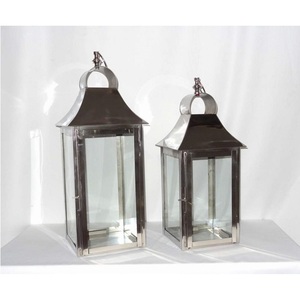 Stainless Steel <b>Lantern</b> Set Deluxe <b>Candle</b> <b>Lantern</b> Set Rectangular Metal <b>Candle</b> <b>Holder</b> with Clear Glass Panel for Home Decor - Product Image 1