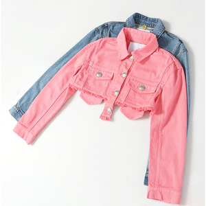 Women's Trendy Casual <b>Lightweight</b> <b>Denim</b> Blouson <b>Jacket</b> with Short Sleeve and Crop Design Winter 2026 Adult - Product Image 1