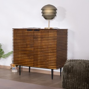 Vandana Royal Detail Pequeña unidad de almacenamiento baja en madera de teca y mango Sheffield - Product Image 3