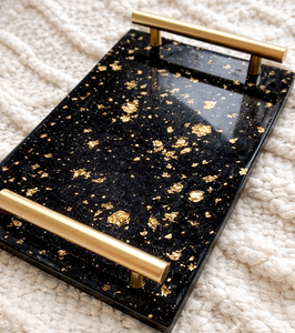 Plateau de service et de rangement personnalisé en résine époxy pour bijoux, accessoires de salle de bain et plateau tendance pour le café et le petit-déjeuner sur table - Product Image 1