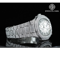 Reloj de Oro con Diamantes Moissanite para Eventos Formales, Excelente Calidad, Personalizado, Completamente Cubierto de Diamantes, 18K, Amarillo, Mecánico, ETA, Unisex, Redondo