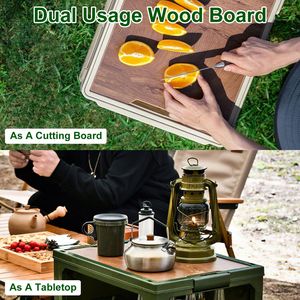 Folding <b>Storage</b> Bin 1pc <b>Collapsible</b> Organizer <b>Box</b> Top Lid Cutting Board Stackable Grocery Container for Camping Grocery <b>Storage</b> - Product Image 4