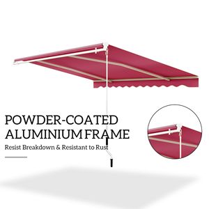 Tenda da Sole Manuale Retrattile 13FT X 8FT, Design Durevole con Bracci Pieghevoli, Proiezione Massima 5m, per Terrazze - Product Image 6