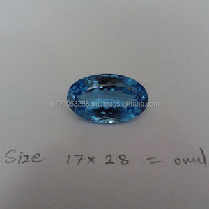 M.Y.GEMS Topacio Azul Cielo Natural Ovalado Facetado, Gema Suelta de 17x28mm, 51ct, con Certificación de Terceros, Tratado con Radiación, para Joyería - Product Image 2