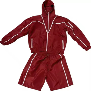 Unisex Olive Green Windbreaker Tracksuit Set Hooded Jacket Drawstring Shorts Quick Dry Lightweight 100% Cotton Full Sleeve - Product Image 3