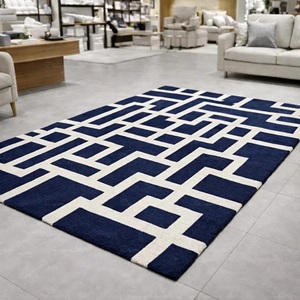Geometric Pattern Area Rug Modern Blue Hand Tufted Living Room Carpet for Large <b>Floor</b> Rug Soft Luxury Bedroom Home Decor Carpet - Product Image 5