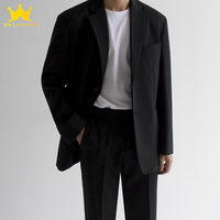 Veste formelle pour homme, coupe ample, simple boutonnage, résistante à l'usure, col rabattu, couleur unie, tendance