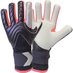 Football Goalkeeper <b>Gloves</b> <b>Latex</b> Black with Orange Accents Full Finger Non Slip Breathable Adjustable Wrist Strap Outdoor Unisex - Product Image 3