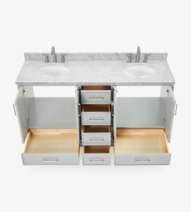 Mueble de Baño Mary de 61 Pulgadas Hecho a Medida, Gabinete Doble para Lavabo, Solo 3 Opciones de Acabado, Fabricante OEM de Vietnam - Product Image 5