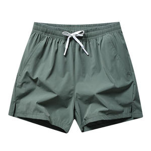 Men's Solid Color Quick Dry Shorts Mid Waist Drawstring Casual Style 100% Polyester Short Length - Product Image 4