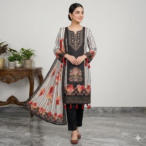 Conjunto de Kurti y Pantalón Bordado para Mujer Tallas Grandes con Detalles de Lentejuelas y Borlas, Ajuste Étnico Cómodo hasta la Talla 10XL - Product Image 4