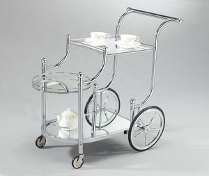 Nouveau Chariot de Service en Métal Fait Main Tendance, Chariot Roulant Moderne de Luxe avec Roues pour Hôtel, Restaurant, Maison, Plaqué - Product Image 4