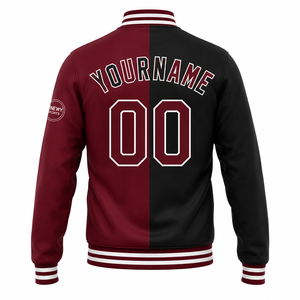 Chaqueta Varsity Reversible para Hombre SINEWY SPORTS, Color Granate y Negro, con Estampado de Letras, Nombre y Número Personalizados, Estilo Deportivo, Cuello Camisero - Product Image 3