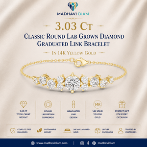 Women's 3.03 CT Round Lab Grown Diamond Luxury Link Bracelet in 14K <b>Solid</b> Yellow <b>Gold</b> - Product Image 1