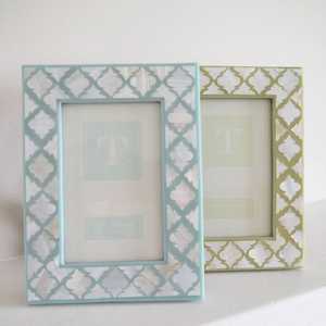 Luxury Blue Bone Inlay Eco-Friendly Lightweight Creative Handmade Modern Mosaic Stripe <b>Design</b> Rectangle Horizontal <b>Wall</b> <b>Frame</b> - Product Image 3