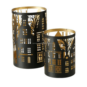 Home Decor <b>Gifts</b> Candlestick Lanterns Decorative Metal <b>Candle</b> Holder Cylinder <b>Set</b> Vintage With Glass Jar - Product Image 1