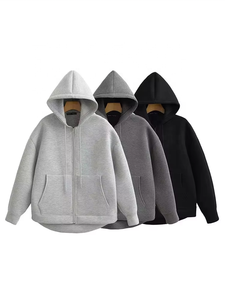 Custom Unisex Winter Heavyweight Full <b>Zip</b> Hoodie Wholesale Oversized Plain Polyester/Cotton Fleece Sweatshirt - Product Image 4