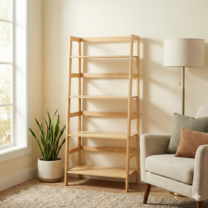 4-Tier American <b>Pine</b> Plywood Casual Bookcase with Durable Design Smooth Edge for Living Room Bedroom & Children's Rooms Storage - Product Image 4