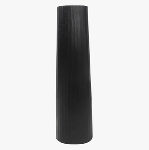 Vase en métal cannelé noir mat - Art déco, cylindrique haut, fait main, écologique, décoration de table de luxe, accent pour salon - Product Image 2