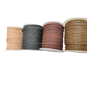 Designer 4mm Antique Natural Bolo <b>Braided</b> Leather <b>Cord</b> Round Vintage Distressed Leather Rope Jewelry Supply - Product Image 6