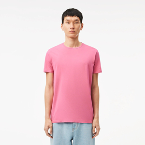 Camiseta de Manga Corta para Hombre, Cuello en V, Color Rosa, Poliéster/Algodón, Corte Regular, Casual, Color Sólido, Lona de 180g, Ecológica, de Secado Rápido - Product Image 4
