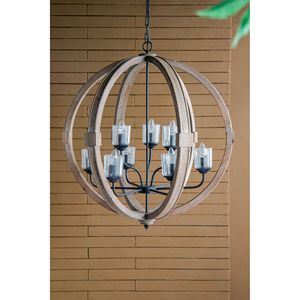 Lampadario in legno a 9 luci con lampadario a catena regolabile lampada pendente per cucina sala da pranzo Foyer ingresso lampadina non - Product Image 3