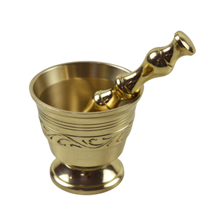 Mortier et pilon en laiton de haute qualité avec gravure, finition polie, pour le broyage manuel du café et des épices, ustensile de cuisine Pankutti - Product Image 5