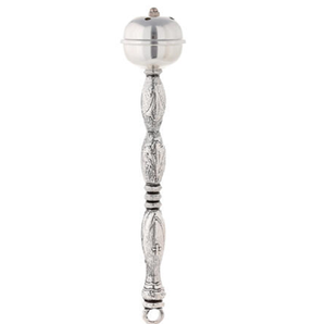 Aspersorio de latón para agua bendita con base decorada con estrellas y hojas, disponible a precios de mayorista. - Product Image 2