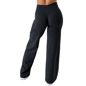 Pantalones anchos negros de talle alto para mujer, elásticos, para yoga, entrenamiento, fitness, descanso, ropa deportiva, cómodos, suaves, para uso diario, Pro - Product Image 5
