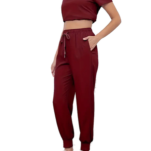 Pantalon Harem Homme Couleur Unie Taille Élastique Cordon de Serrage Décontracté Joggers Automne Tricoté Coton Spandex Respirant Mi-Épais - Product Image 5
