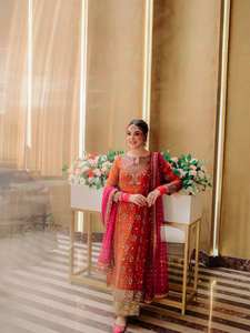 Salwar Kameez-Robe de mariage élégante de style indien pakistanais Salwar Kameez prête à l'emploi pour dames-Costume Salwar cousu pour fête - Product Image 6