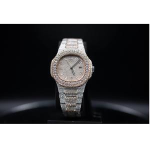 Reloj de Moissanita con Corte Brillante VVS1, Cuadrado, Estilo Antiguo, Hip Hop, Lujoso, de Cuarzo, con Esfera de Cristal, Colección para Hombre - Product Image 1