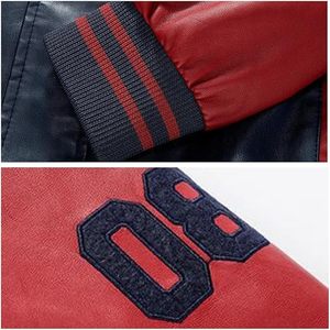 Chaqueta Varsity de PU para Hombre, Negra con Letra R Amarilla, Cierre de Cremallera Frontal, Estilo Casual para Otoño - Product Image 4