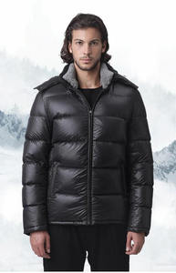 <b>Men's</b> Black Hooded Puffer <b>Jacket</b> Windproof <b>Down</b> <b>Filled</b> Casual Winter Outerwear with Zipper Closure and Faux Fur Lining - Product Image 4