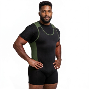 Combinaison de musculation unisexe à marque privée, haute qualité, compression, col halter découpé, Spandex/Polyester, pour haltérophilie - Product Image 3