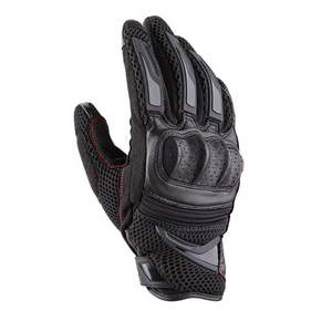 Guantes de Motociclismo de Cuero Genuino Negro y Rojo, con Malla, Protección Completa en los Nudillos, Palma Acolchada, Resistentes al Viento y Muñequera Ajustable - Product Image 5