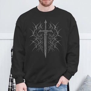 Sweat-shirt à capuche noir pour homme avec imprimé épines de sabre, coupe classique, décontracté, pour l'automne, 100 % coton molletonné tricoté avec poche - Product Image 3