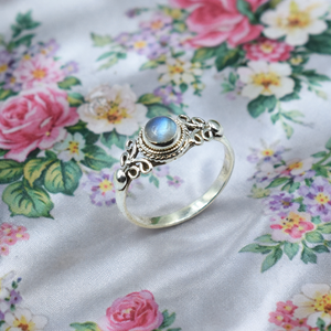 Natural Labradorite Gemstone 925 Sterling <b>Silver</b> Handmade Filigree <b>Ring</b> <b>Statement</b> <b>Ring</b> for Women Boho Vintage Designer Jewelry - Product Image 2