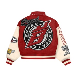 Custom Chenille Patch Embroidery Letterman <b>Jacket</b> 100% Wool Vintage Red and <b>White</b> Bomber Baseball Varsities <b>Jacket</b> for <b>Men</b> USA - Product Image 3