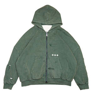 Sudadera con Capucha y Cierre de Cremallera para Hombre SAAR INDUSTRIES, Verde Sólido, 100% Algodón Lavado, Logotipo Frontal, Manga Regular, Ropa de Invierno - Product Image 2