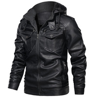 Blouson en cuir noir pour homme, manches longues, coupe-vent, style hiver, veste de moto en cuir, vêtements pour homme, imperméable, course moto