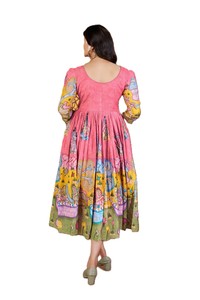 Summer <b>Spring</b> Women's Crepe Floral Print Midi Turn Down Collar Short Sleeve Breathable Casual Button Shirt <b>Dress</b> - Product Image 4
